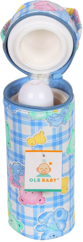 Ole Baby Colorful Teddy Print Assorted Single Portable Infant Feeding Milk Food Bottle Thermal Warmer Bag Storage Holder (Upto 250ml each)(Blue)
