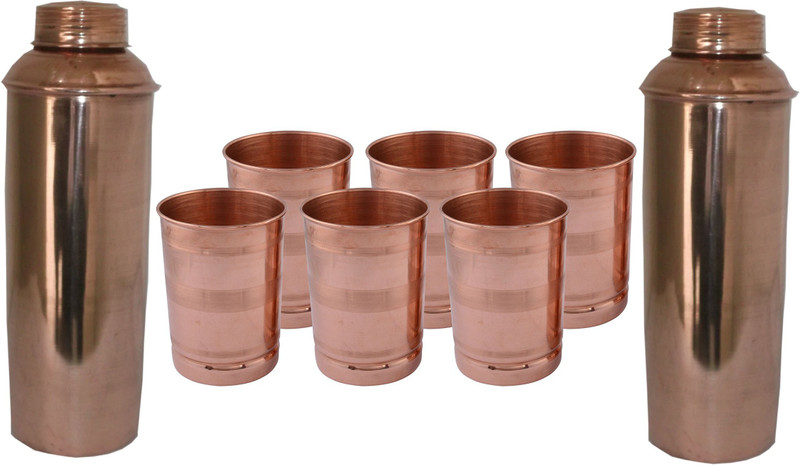 ssa 2 Pure C/B Thermos Design with 6 ST/C Glasses 900 ml/Bottle, Glass 300 ml/glass 3600 ml Bottle(Pack of 8, Brown)