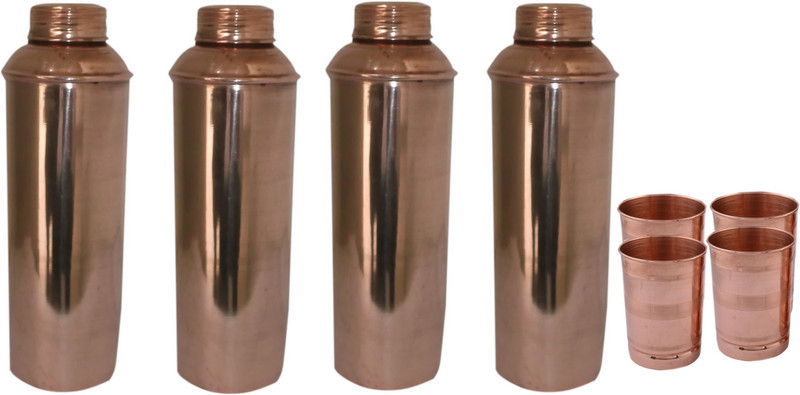 ssa 4 Pure C/B Thermos Design with 4 ST/C Glasses 900 ml/Bottle, Glass 300 ml/glass 4800 ml Bottle(Pack of 8, Brown)