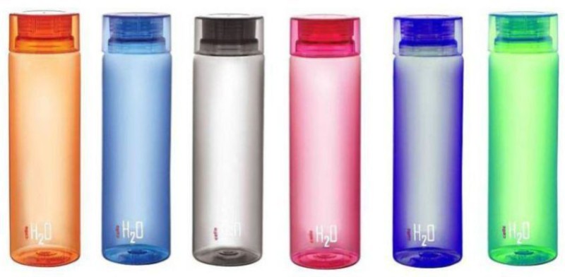Cello cello H2O 1000 ml Bottle(Pack of 6, Red, Green, Blue, Pink, Orange, Grey)