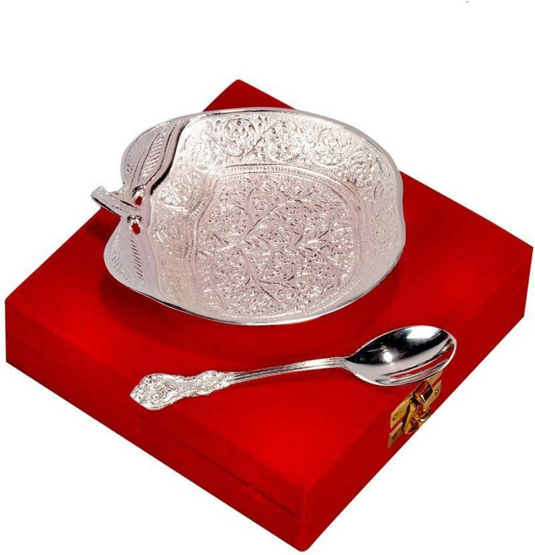 starr traders APPLE BOWL SILVER Brass Bowl Set(Silver, Pack of 2)