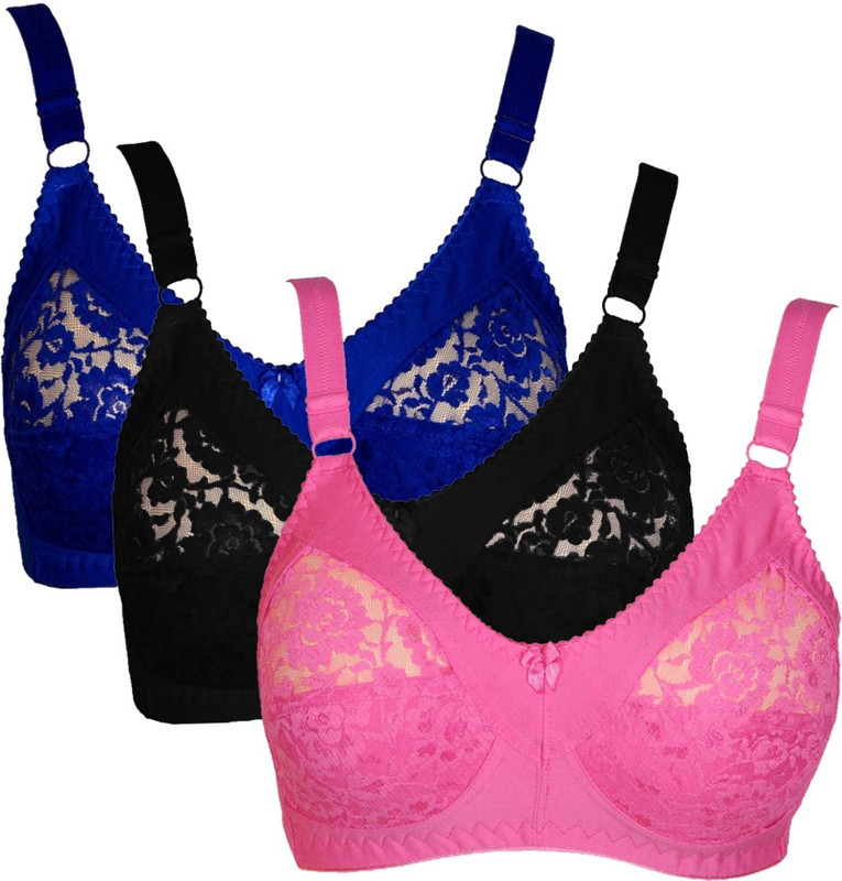 Teeny Bopper Absolute Elegant Net Women Full Coverage Bra(Blue, Black, Pink)