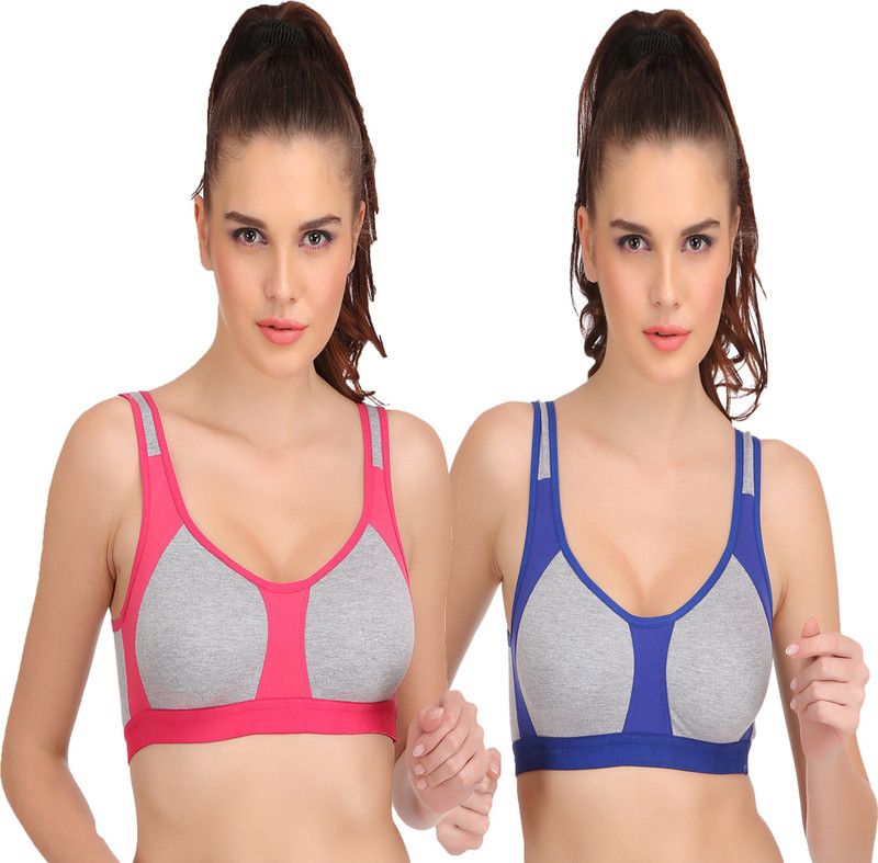 Urbaano Aero Sports Bra Women Sports Non Padded Bra(Blue, Pink)