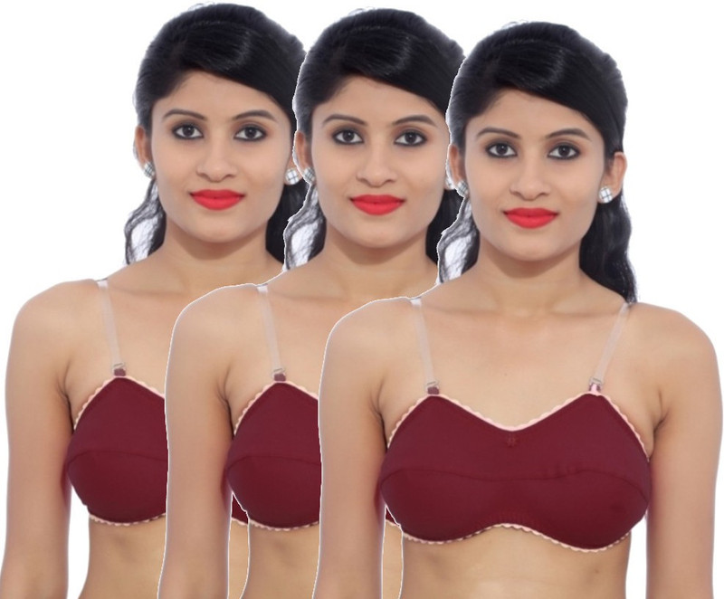 Fabme Transparent Straps Women T-Shirt Non Padded Bra(Maroon)