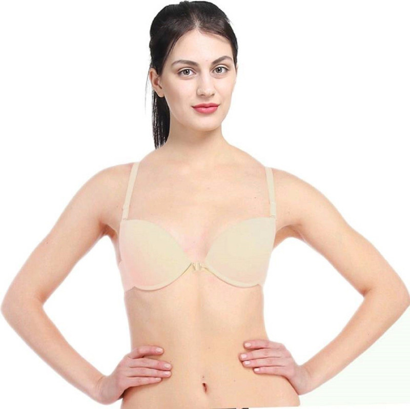 saifibrothers Front Open Women Push-up Lightly Padded Bra(Beige)