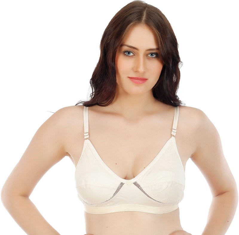 Fabme C Cup Women Full Coverage Non Padded Bra(Beige)