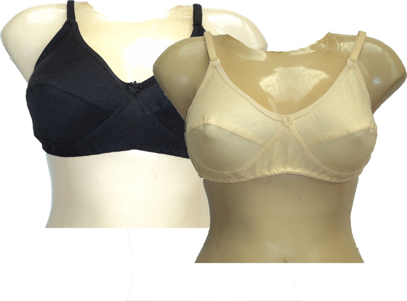 Goldline Twin Straps Women Minimizer Non Padded Bra(Black, Beige)
