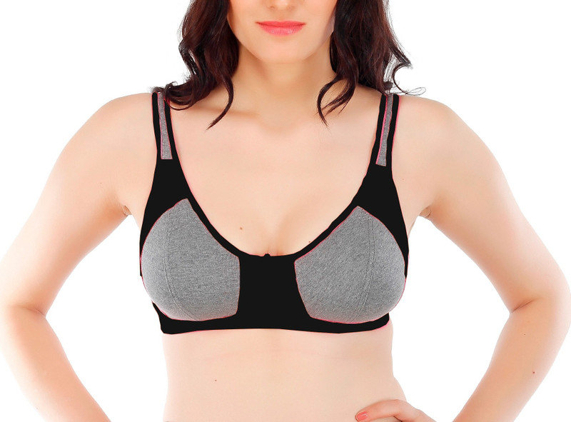 Fabme Women Sports Non Padded Bra(Black)