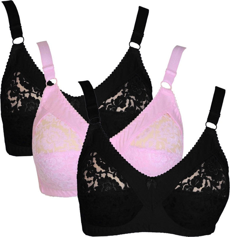 Teeny Bopper Absolute Elegant Net Women Full Coverage Bra(Black, Pink)