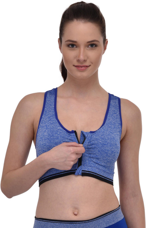PrettyCat Front Closure Women Sports Lightly Padded Bra(Blue)