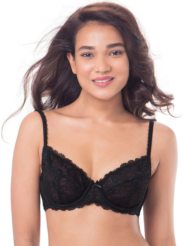 PrettySecrets Women T-Shirt Non Padded Bra(Black)