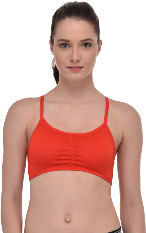 PrettyCat RacerBack Strings Women Bralette Lightly Padded Bra(Red)
