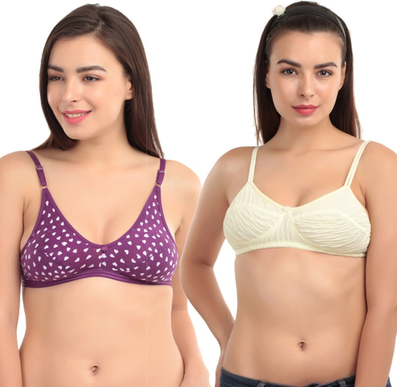 Abelino ABELBINDIPURPLESOFIAYELLOW Women Full Coverage Non Padded Bra(Multicolor)