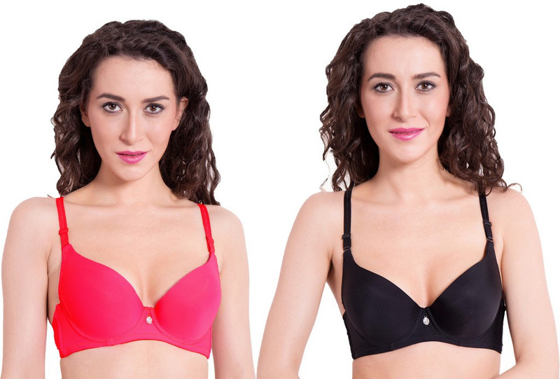 Pavvoin Shape secret Women Push-up Lightly Padded Bra(Red, Black)