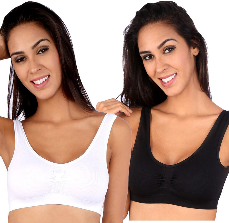 NOVEL Sporty Women Sports Lightly Padded Bra(White, Black)