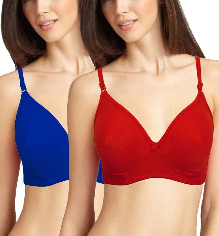 Teeny Bopper Pro Women T-Shirt Lightly Padded Bra(Red, Blue)