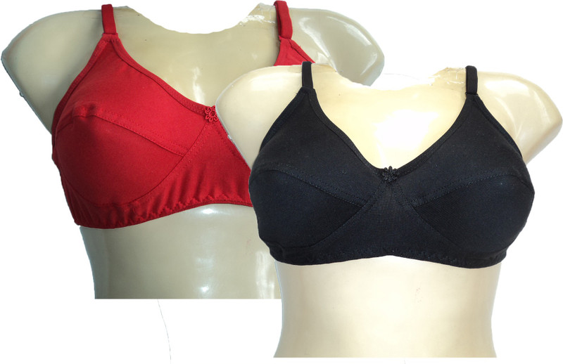 Goldline Twin Women T-Shirt Bra(Red, Black)