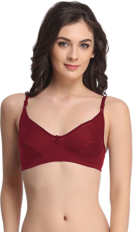 Clovia byClovia Non-Padded Non-Wired Bra In Maroon With Full Cups Women Full...