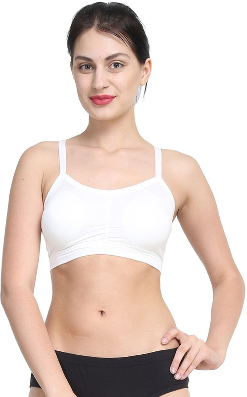 PrettyCat Women Bralette Lightly Padded Bra(White)
