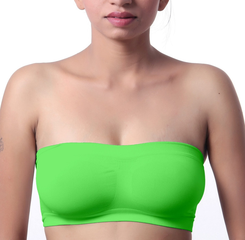 Fabme Stretchable Women Tube Non Padded Bra(Green)