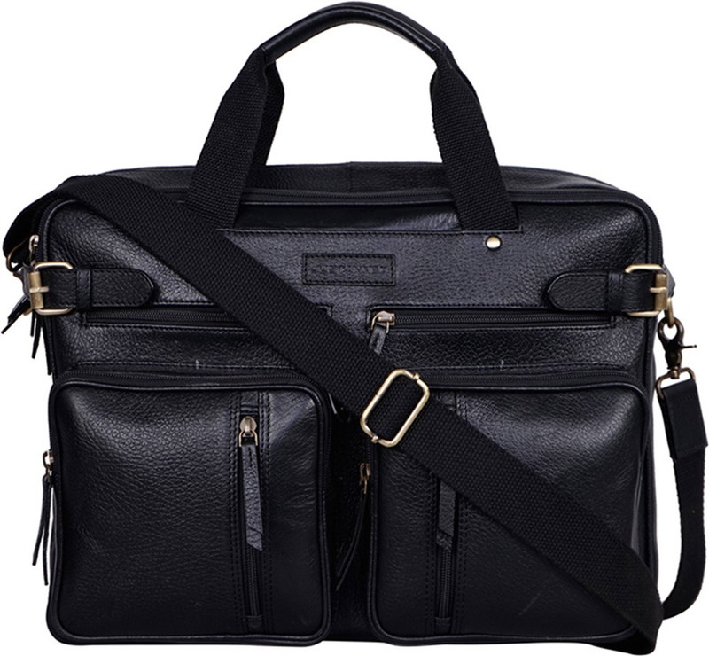 Justanned JTMB341-1 Medium Briefcase - For Men(Black)