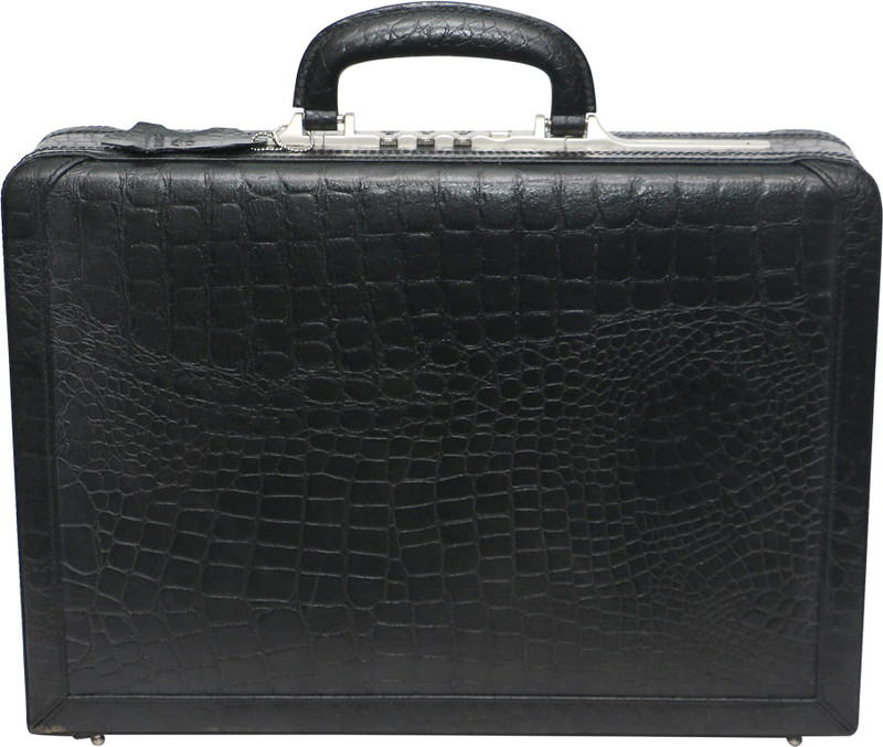 C Comfort EL451 Genuine Leather Expandable Briefcase Office Bag Medium Briefcase - For Boys(Black)