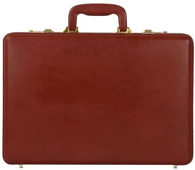 Rambler All Side Round Expandable Leather Medium Briefcase - For Men(Red)