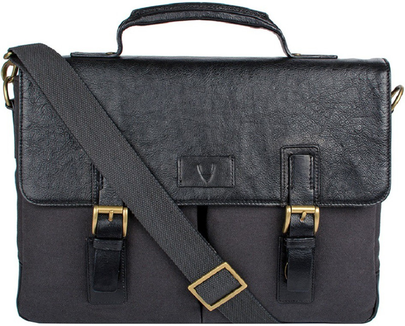 Hidesign BEDOUIN 01-CANVAS E.I GOAT-BRACKEN BLACK Medium Briefcase - For Men(Black)