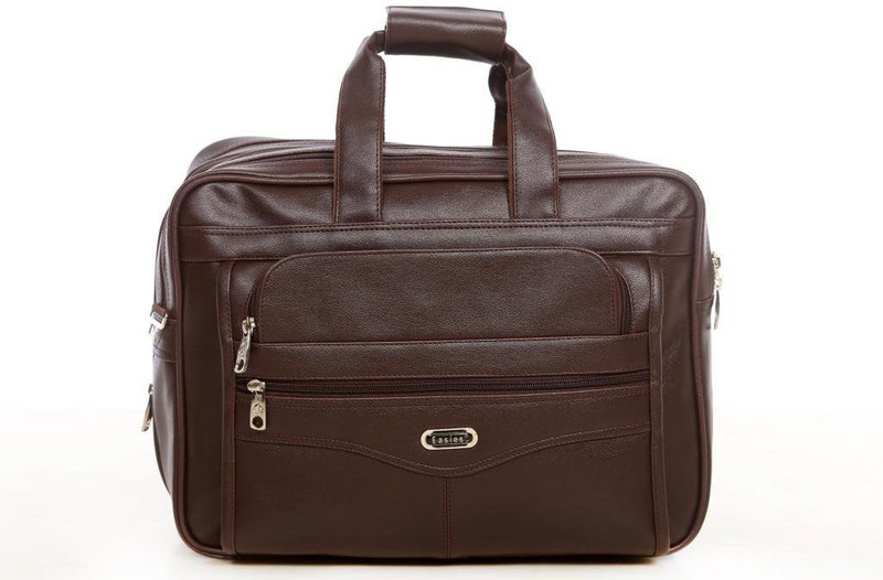 Easies Synthetic Leather Full Expandable 16 Inches Executive Brown Color Office Bag Large Briefcase - For Men(Brown)