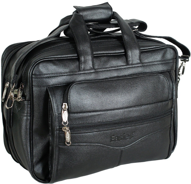 Easies Synthetic Leather Full Expandable 16 Inches Executive Black Color Office Bag Large Briefcase - For Men(Black)