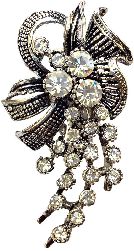 B-Fashionable Ribboned Rhinstone Brooch(White) B-Fashionable Ribboned Rhinstone Brooch(White)