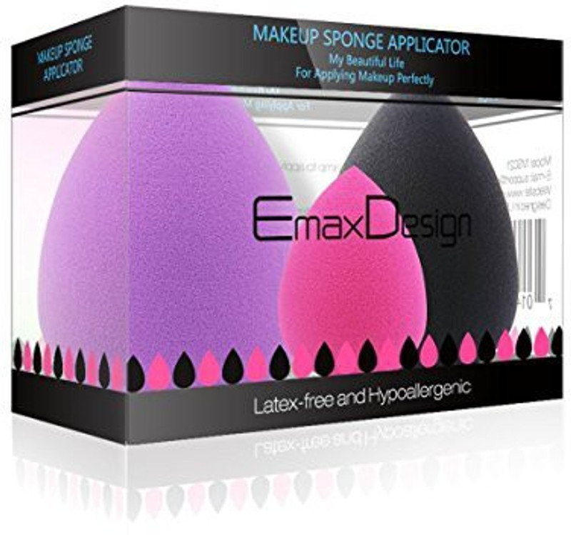 Emax-Design Makeup Blender Sponge Set, Foundation Blending Blush Concealer Eye Face Powder Cream Cosmetics Makeup Sponges(Pack of 3)