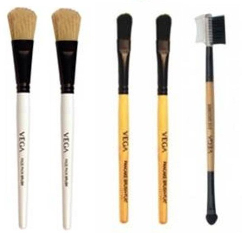 Vega Facepack Brush, PanCake Brush, Eye Applicator & Groomer Brush(Pack of 5)