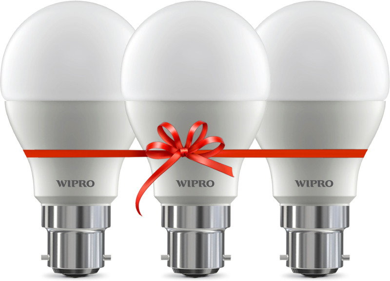 Wipro 10 W Standard B22 LED Bulb(White, Pack of 3)