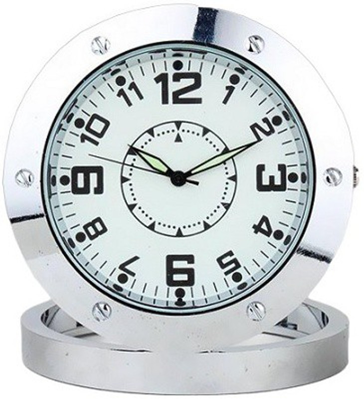 AUTOSiTY Detective Survilliance Round-Steel-Table-Clock Spy Camera Product Camcorder(Silver)