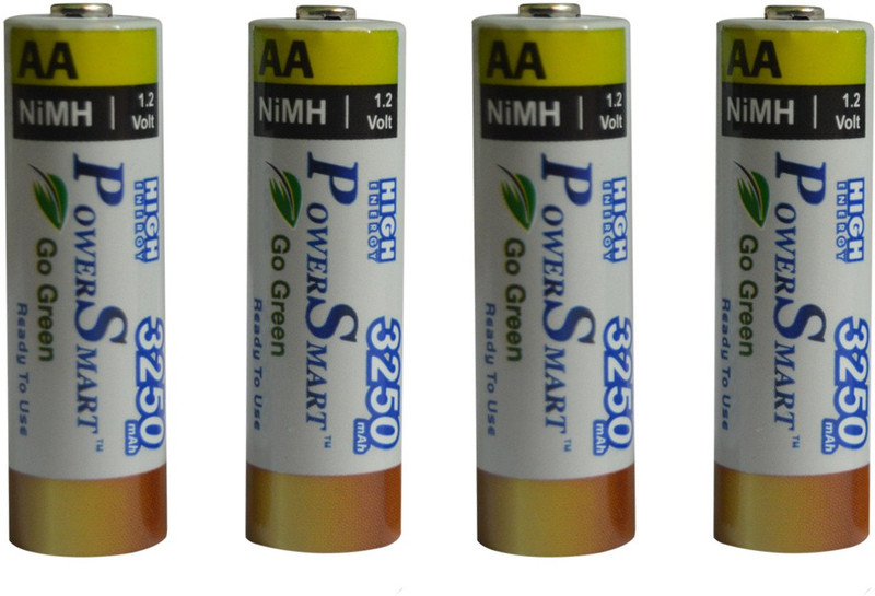 Power Smart 3250 mAH x 4 Ready To Use AA Rechargable NiMH Batteries Used For Toys Flash Etc Camera Battery Charger(White)