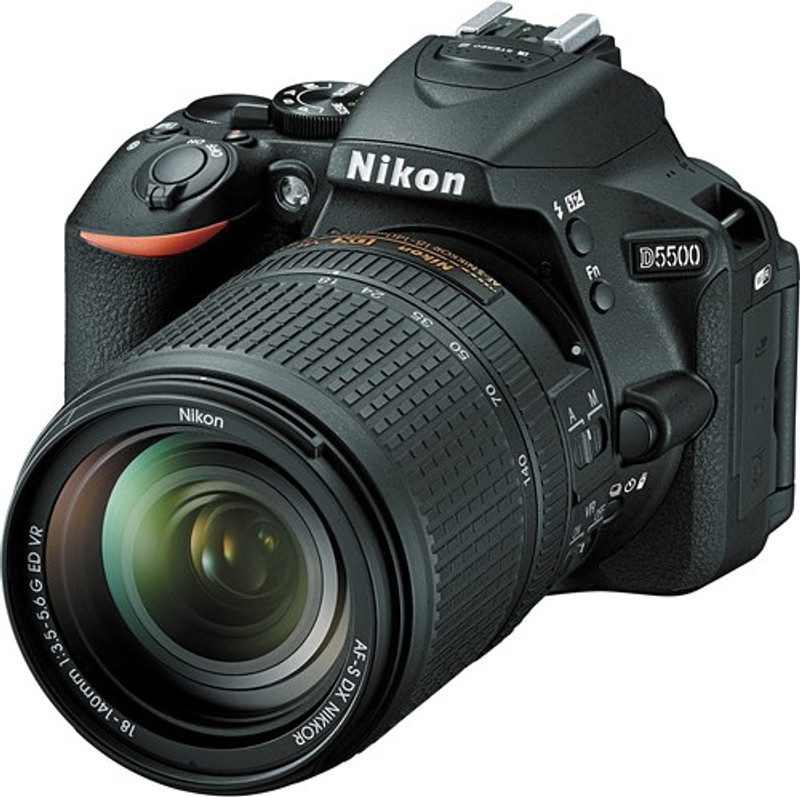 Nikon D5500 DSLR Camera Body with Single Lens: AF-S 18-140mm VR Kit Lens (16 GB SD Card + Camera Bag)(Black)