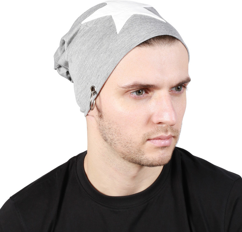 Noise Be a Star Beanie-Light Grey With Ring Printed Skull Cap