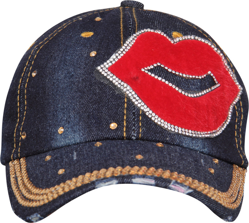 FabSeasons Studded Washed Denim Jeans Cap Cap