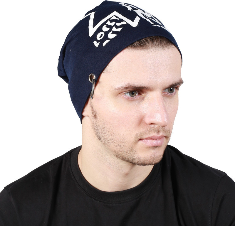 Noise Rocky Rocks Blue Beanie With Ring Printed Skull Cap