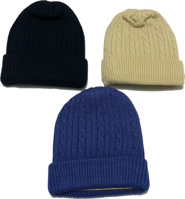 Graceway Self Design Skull Cap(Pack of 3)