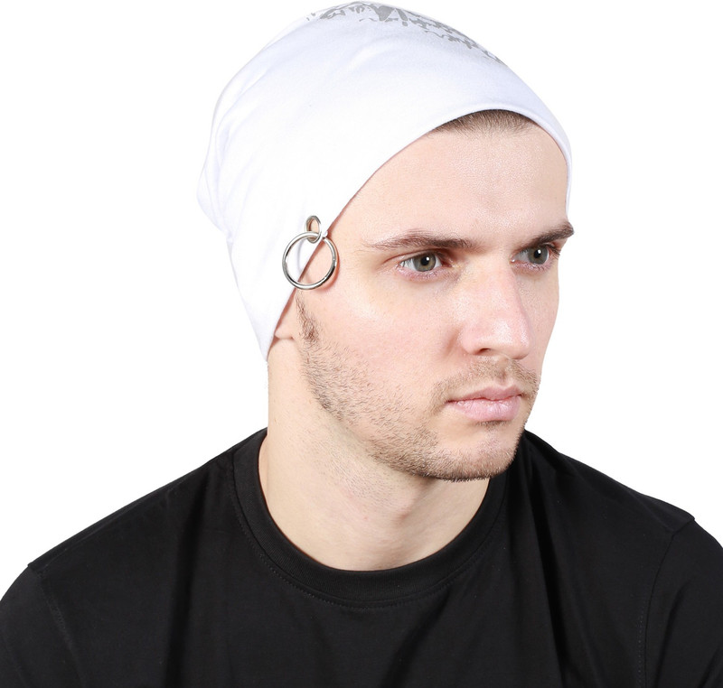 Noise Billabong Beanie- White With Ring Printed Skull Cap