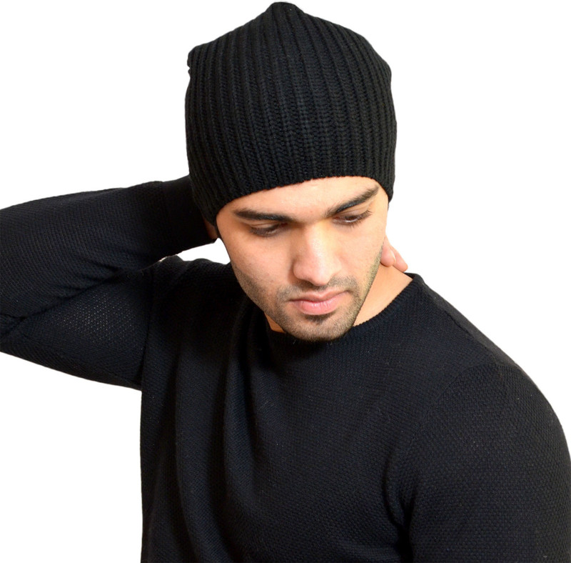 513 Self Design 513 knitted long rib beanie cap Cap