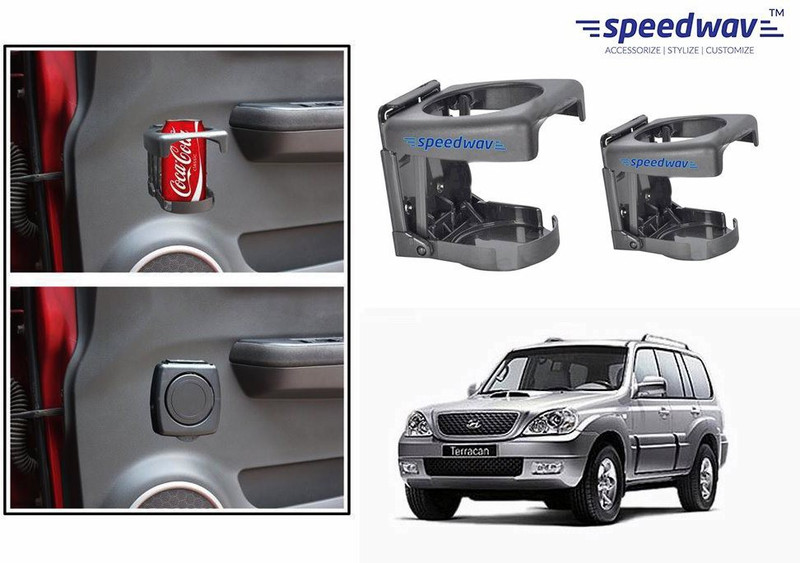 Speedwav Foldable Car Drink or Can Set Of 2 GREY-Hyundai Terracan Car Bottle Holder(Plastic)