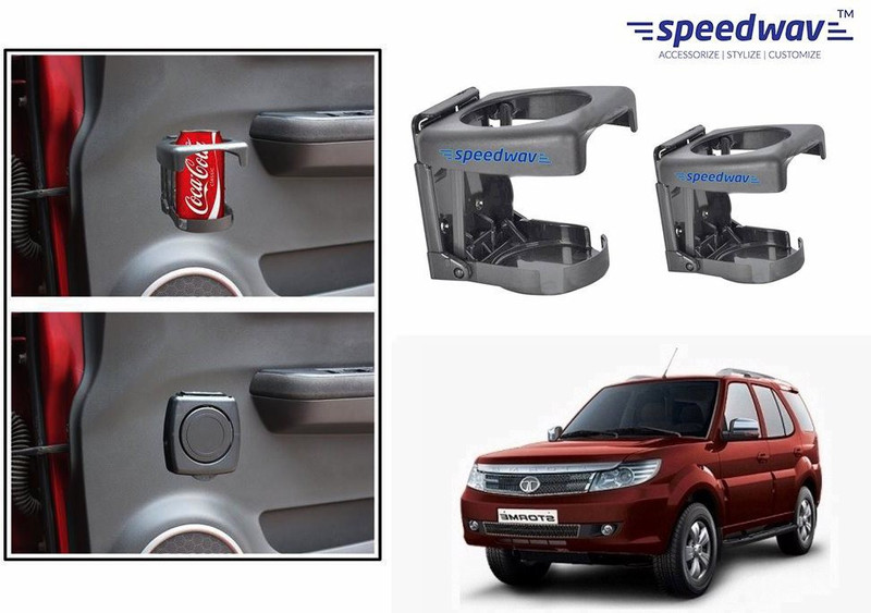 Speedwav Foldable Car Drink or Can Set Of 2 GREY-Tata Safari Storme Car Bottle Holder(Plastic)