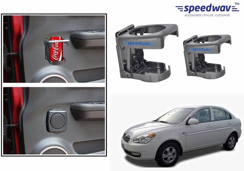 Speedwav Foldable Car Drink or Can Set Of 2 GREY-Hyundai Verna Type 1 Car Bottle Holder(Plastic)
