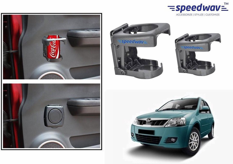 Speedwav Foldable Car Drink or Can Set Of 2 GREY-Mahindra Verito Car Bottle Holder(Plastic)