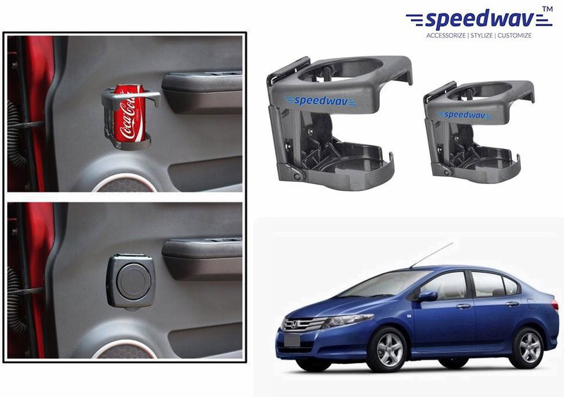 Speedwav Foldable Car Drink or Can Set Of 2 GREY-Honda City Type 4 Car Bottle Holder(Plastic)
