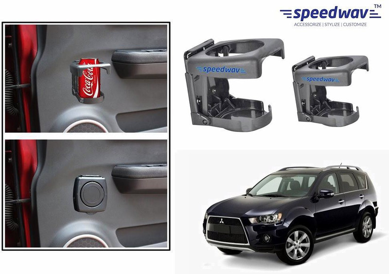 Speedwav Foldable Car Drink Set Of 2 GREY-Mitsubishi Outlander Car Bottle Holder(Plastic)