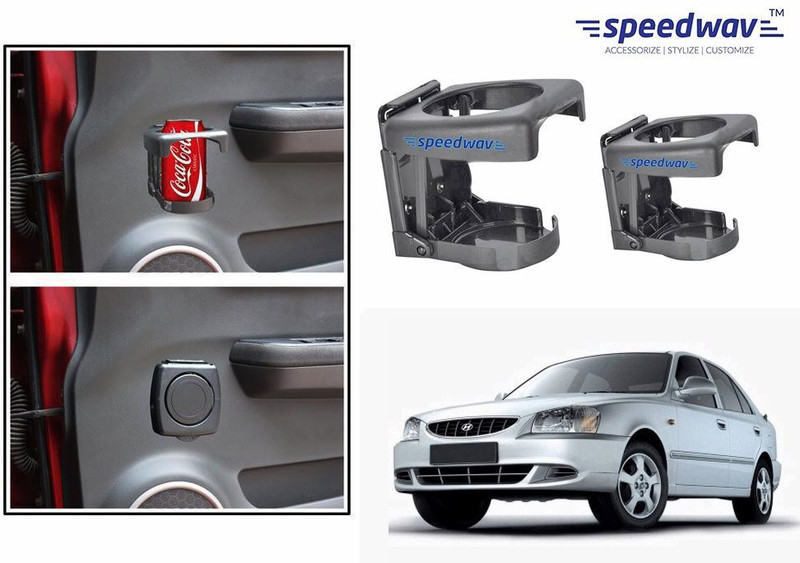 Speedwav Foldable Car Drink or Can Set Of 2 GREY-Hyundai Accent Car Bottle Holder(Plastic)